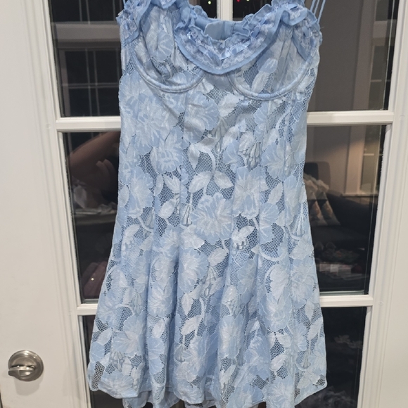 Kate Blue Lace Mini Dress - Picture 3 of 7